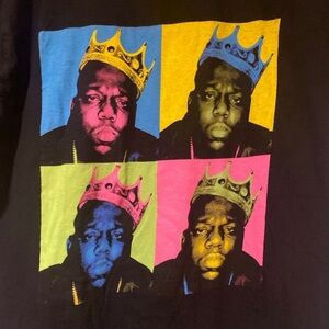 Notorious B.I.G Biggie Smalls Mens T Shirt Large Black Crown Retro Rap Hip Hop